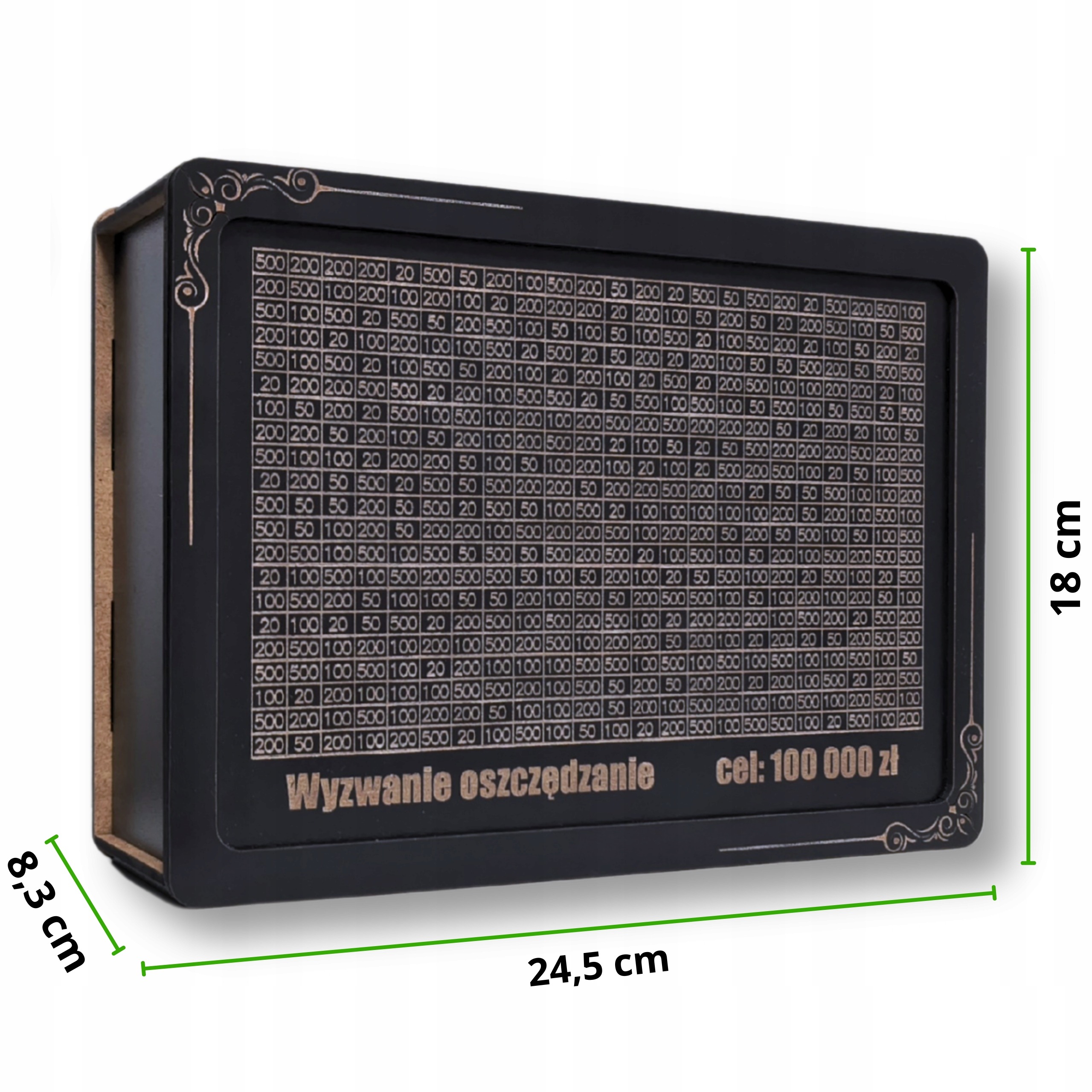 Czarna Skarbonka Wykreślana Wyzwanie Twój Napis Grawer Zmienna Duża Kwota - obrazek 3