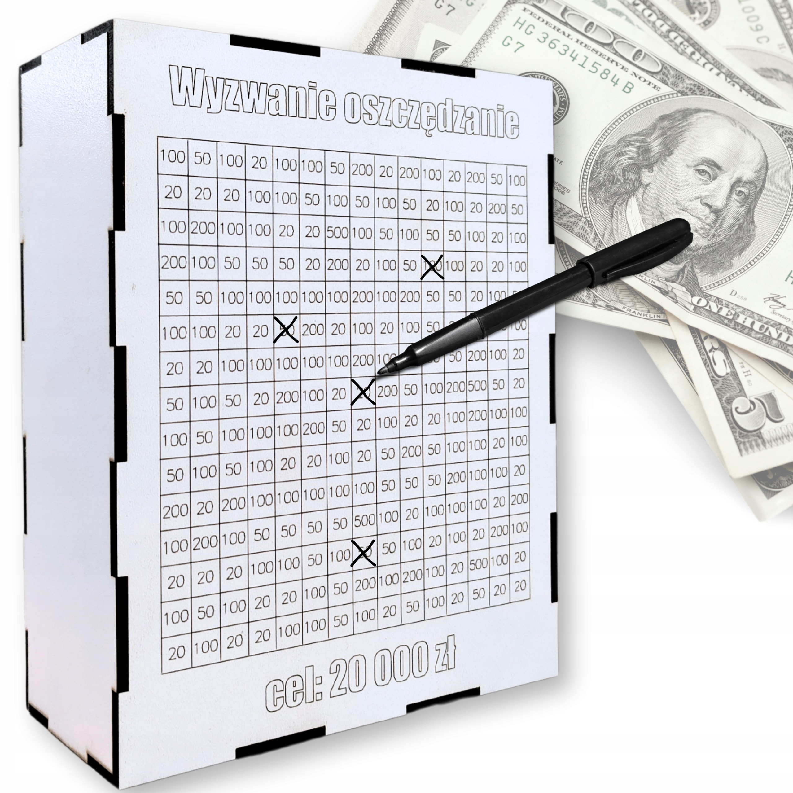 SKARBONKA WYKREŚLANA WYZWANIE PREZENT GRAWER ZMIENNA KWOTA WYZWANIA BIAŁA - obrazek 2