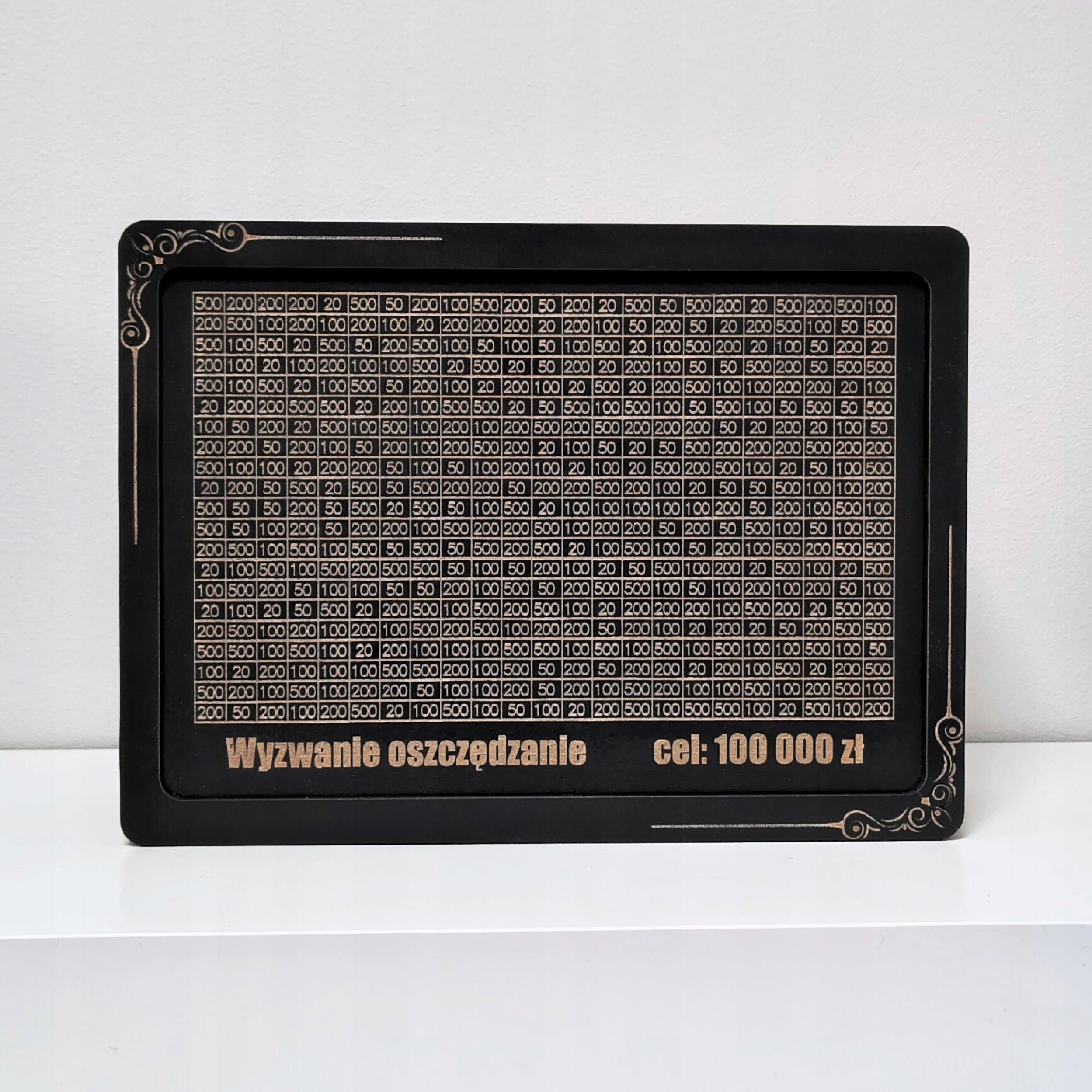 Czarna Skarbonka Wykreślana Wyzwanie Twój Napis Grawer Zmienna Duża Kwota - obrazek 4