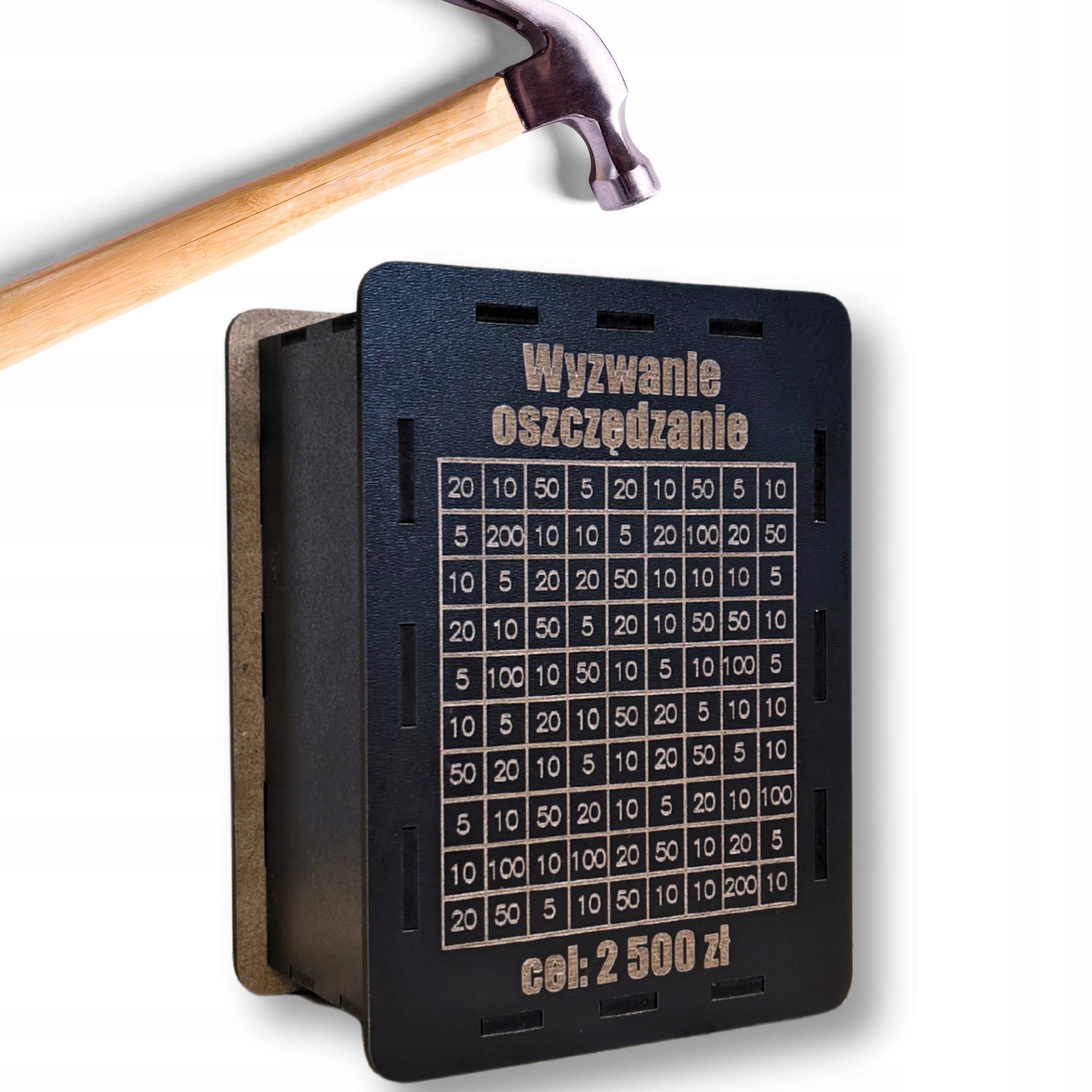 Skarbonka Wykreślana Wyzwanie Dowolny Napis Zmienna Kwota Wyzwania CZARNA! - obrazek 3